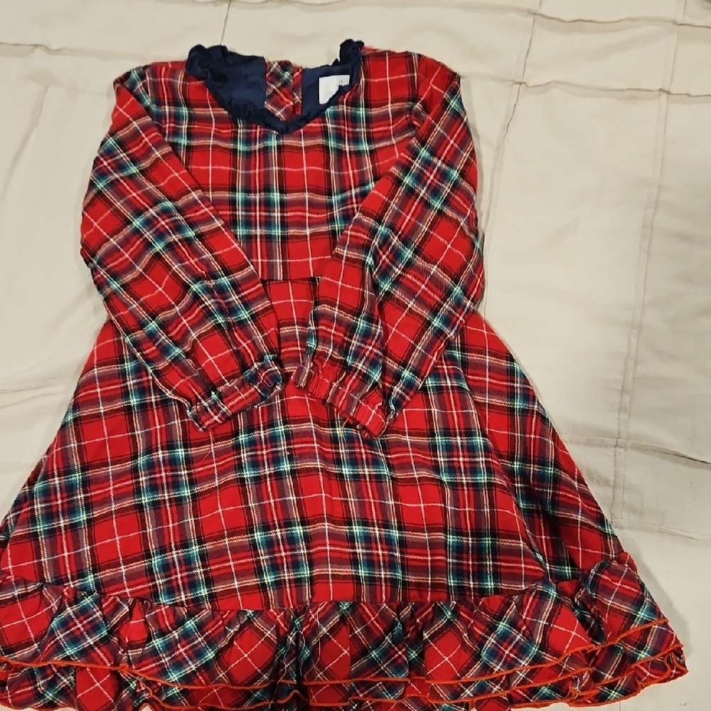 Red Plaid Long Sleeve Dress